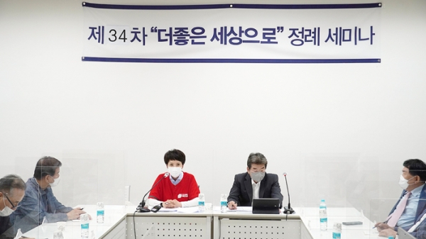 김은혜 당 대표 후보가 마포포럼에서 강연을 발표하면서 개방형 복지국가 모델을 제시했다.