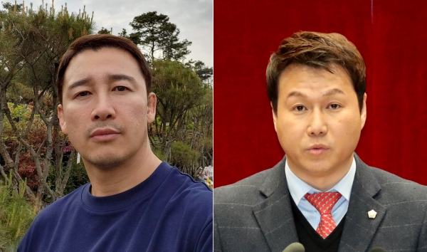 정봉규 성남시의원(사진 우측)이 로드FC 정문홍 회장에게 도전을 신청했다.